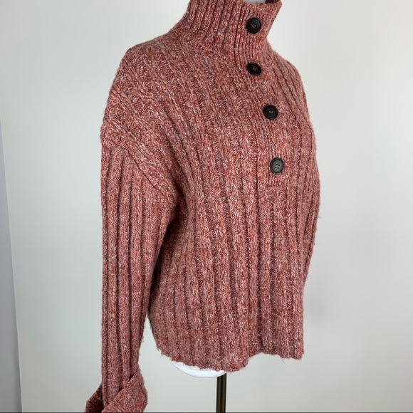ZARA Ribbed Button Collar Chunky Sweater Small - Picture 15 of 15